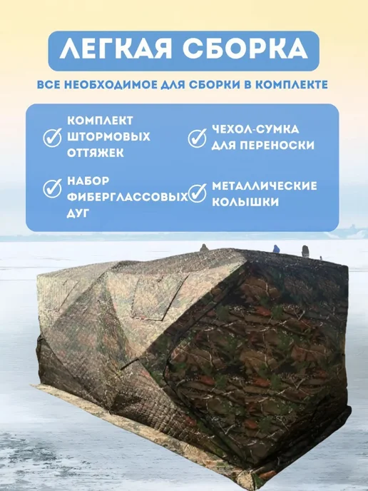 Трехслойная зимняя палатка MIR-2025, зеленый, фото 2
