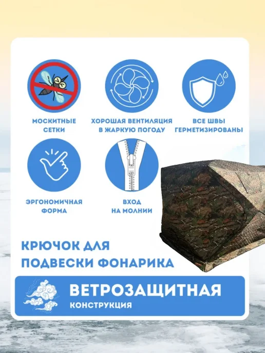 Трехслойная зимняя палатка MIR-2025, зеленый, фото 5
