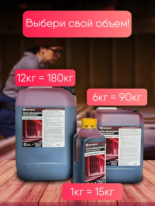 impregnat Антисептик для дерева огнебиозащита концентрат 1 14 1 кг, 6 кг, фото 7