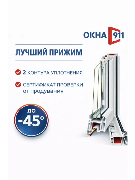 ОКНА911 Окно пластиковое двухстворчатое 1000×700 мм с сеткой, вариант, фото 7