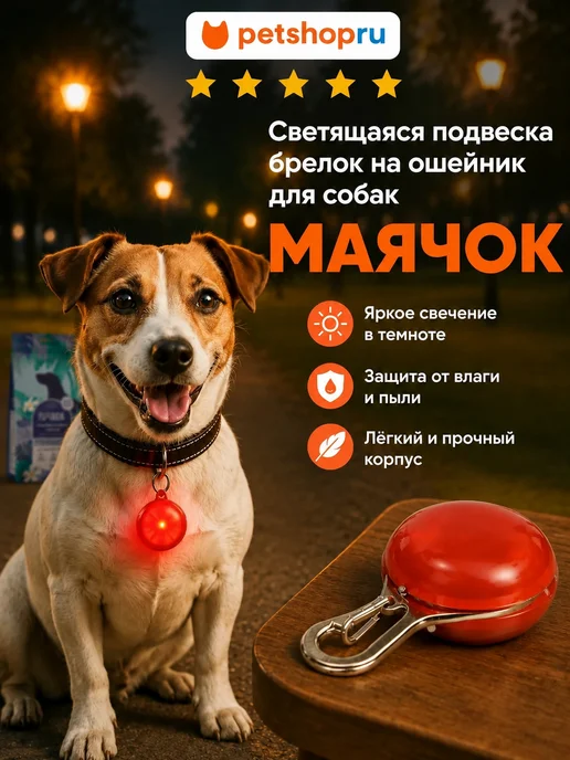 PetShop Светящаяся подвеска брелок на ошейник для собак "Маячок", вариант