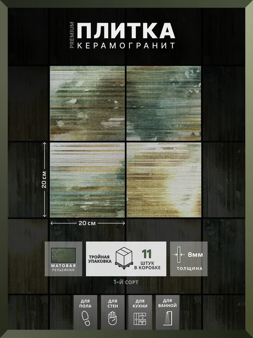 Gracia Ceramica Плитка керамическая (керамогранит) Luciano multi 200х200, 200x200