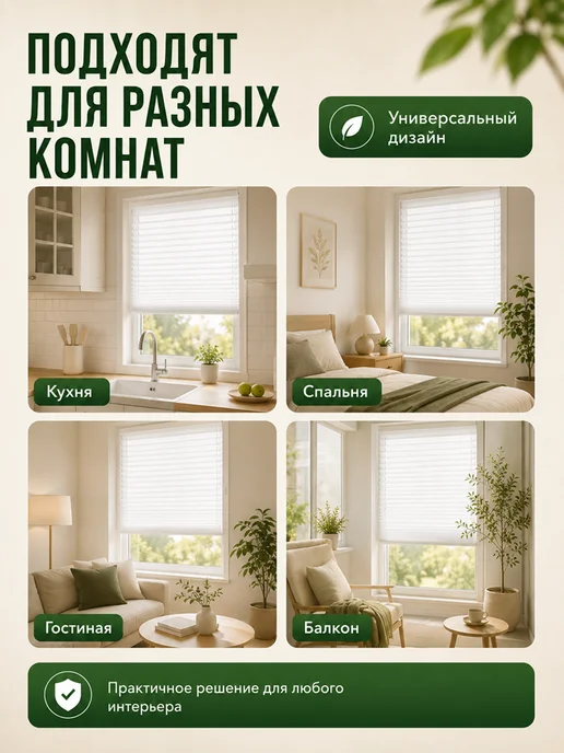 WiCor Жалюзи на окна самоклеящиеся тканевые 2 штуки, белый, фото 6