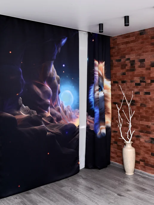 АУРА DREAM Фотошторы для гостиной в спальню интерьерные блэкаут, синий, фото 5
