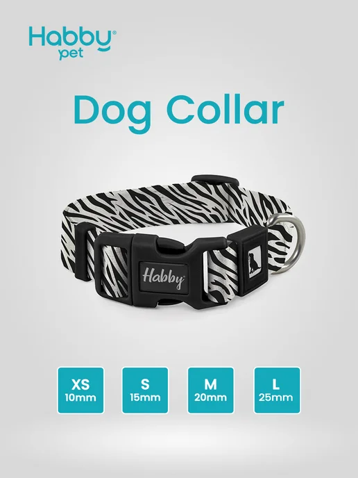 Habby Pet Ошейник для собаки Black Zebra, черный