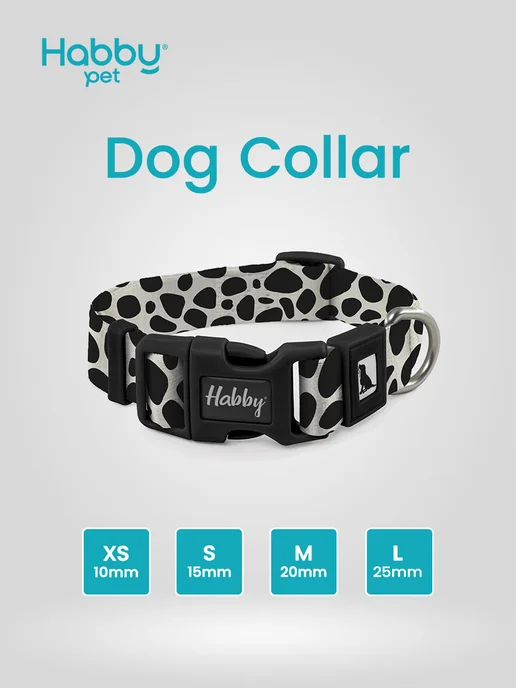 Habby Pet Ошейник для собаки Dalmatian, черный