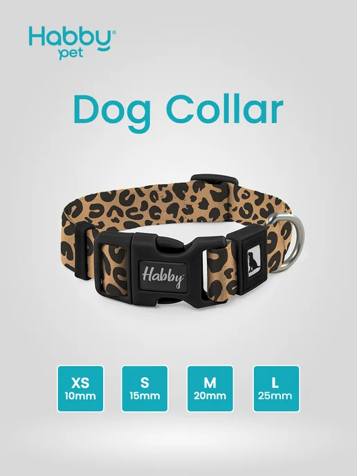 Habby Pet Ошейник для собаки Wild Leopard, черный