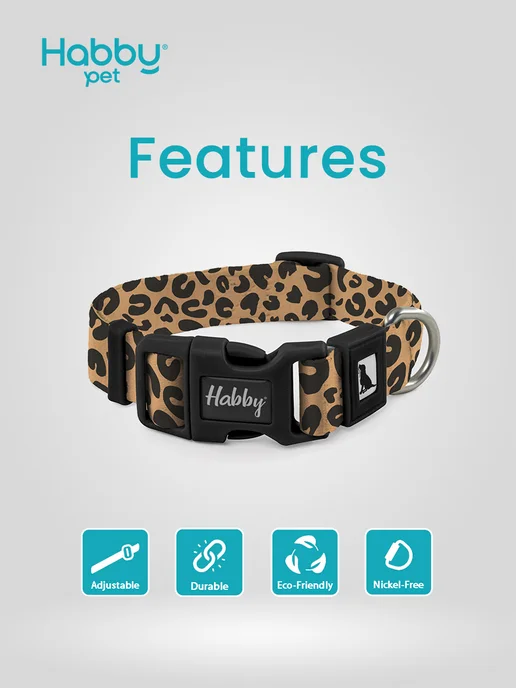 Habby Pet Ошейник для собаки Wild Leopard, черный, фото 2