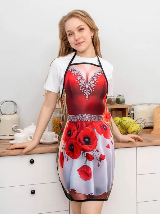 Kitchenfun Фартук кухонный женский поварской,с приколом, белый, фото 3