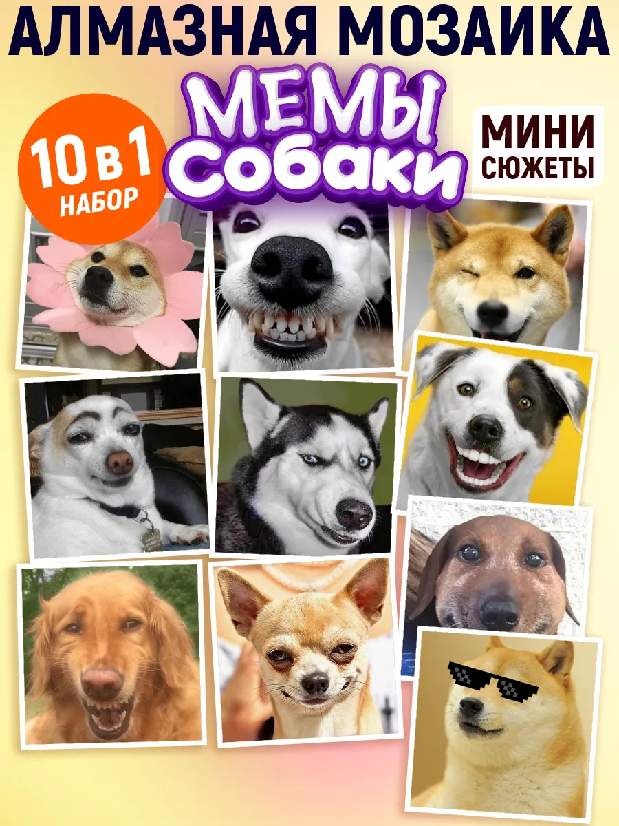 Подарочный набор мини алмазная мозаика Мемы собаки