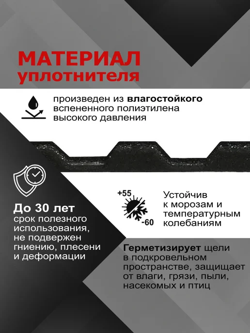 РуфИзол Уплотнитель для профнастила С21, 10 шт по 1 м, 10 шт, 1 м, фото 3