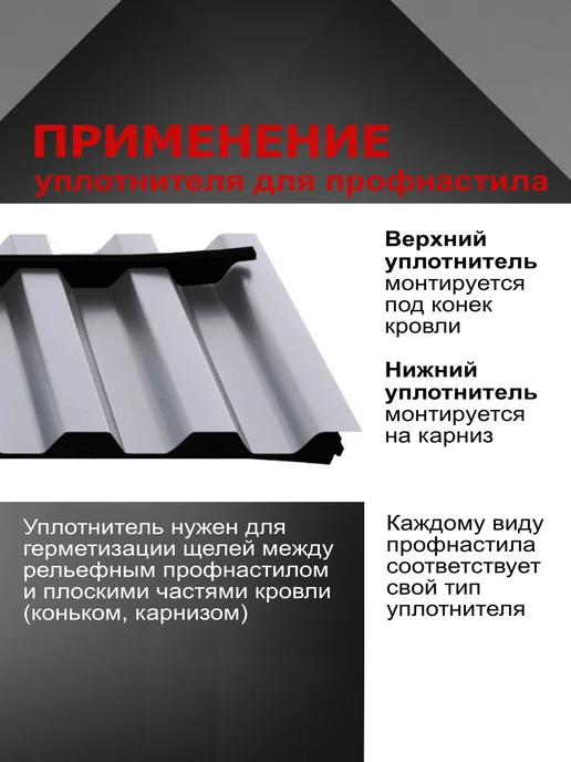 РуфИзол Уплотнитель для профнастила С21, 10 шт по 1 м, 10 шт, 1 м, фото 4