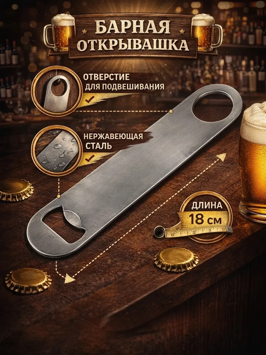 Открывашка барная, 18 см