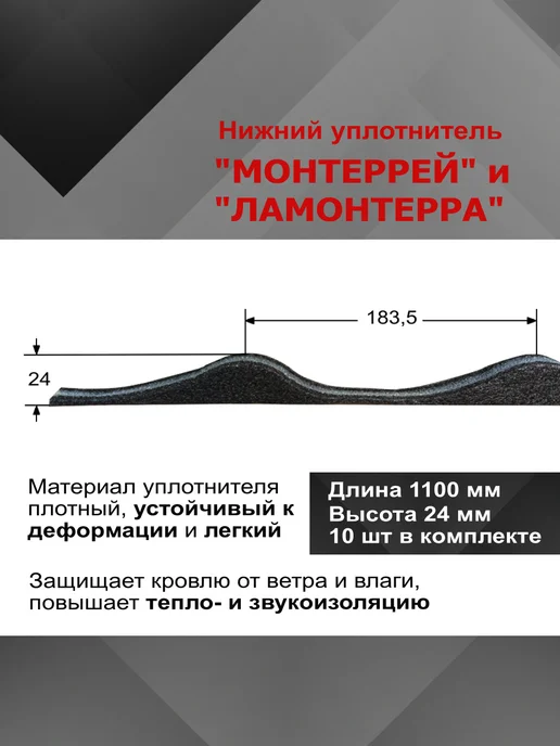 РуфИзол Уплотнитель для металлочерепицы монтеррей, ламонтерра нижний, вариант, фото 2