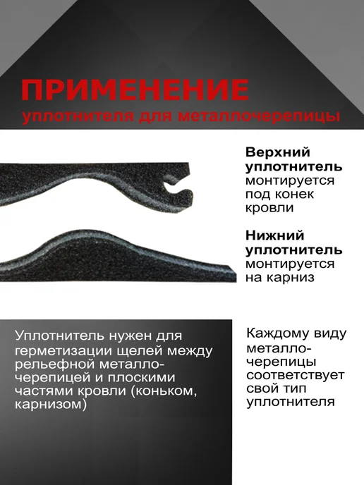 РуфИзол Уплотнитель для металлочерепицы монтеррей, ламонтерра нижний, вариант, фото 4