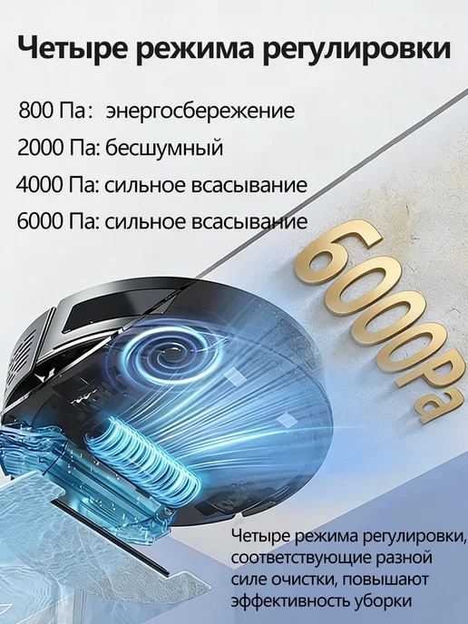 Fynix Робот пылесос со станцией, Влажная и сухая уборка, 6000Па, черный, фото 7