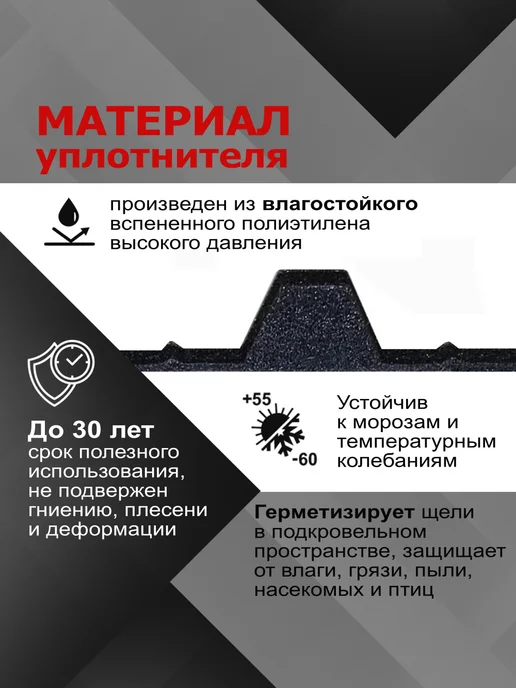 РуфИзол Уплотнитель для профнастила Н57 нижний, 10шт по 0,75м, 10 шт, 0,75 м, фото 3