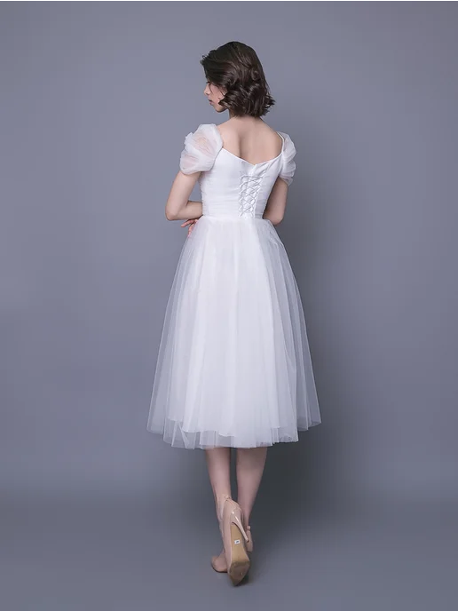 Mila Sposa Пышное свадебное платье длины миди, белый, фото 2