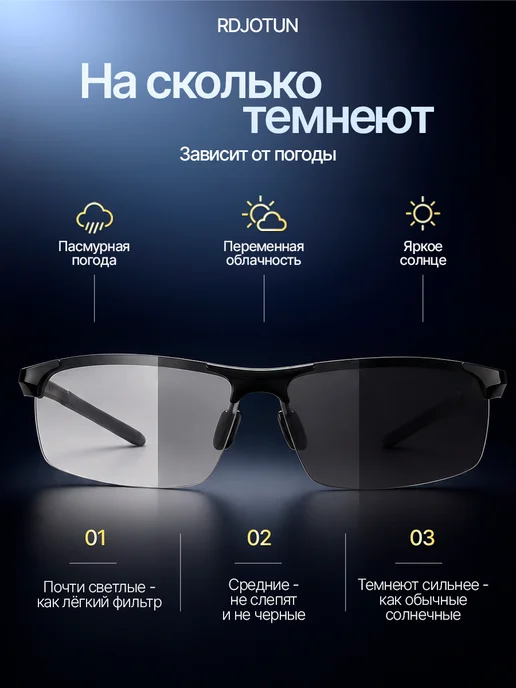 RDJOTUN Очки для водителя антибликовые с поляризацией 5 В 1, черный, фото 4