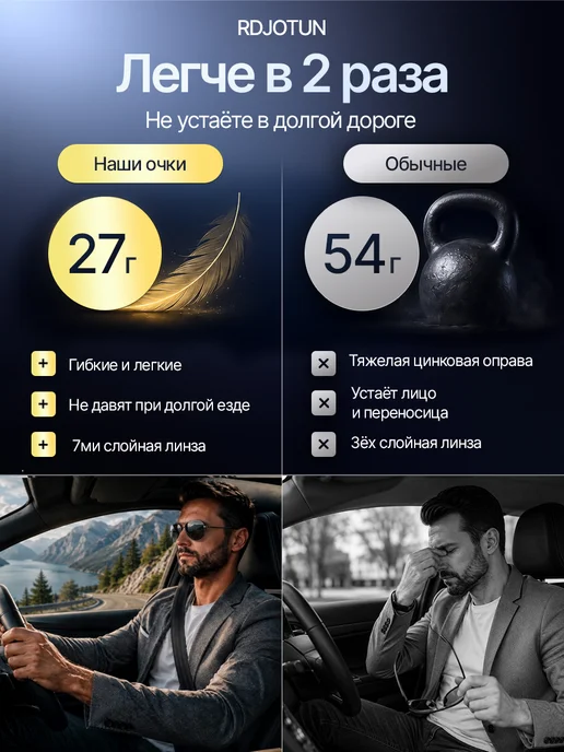 RDJOTUN Очки солнцезащитные поляризационные авиаторы 5 В 1, черный, фото 3