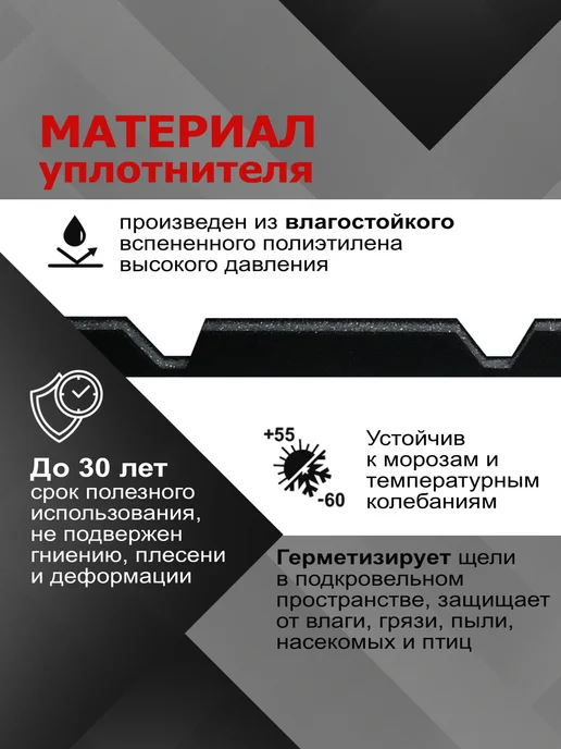 РуфИзол Уплотнитель для сэндвич панели ПКБ190 верхний, 10шт, 10 шт, фото 3