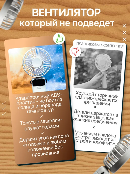 WEESTWARM Мини вентилятор ручной портативный, белый, фото 4