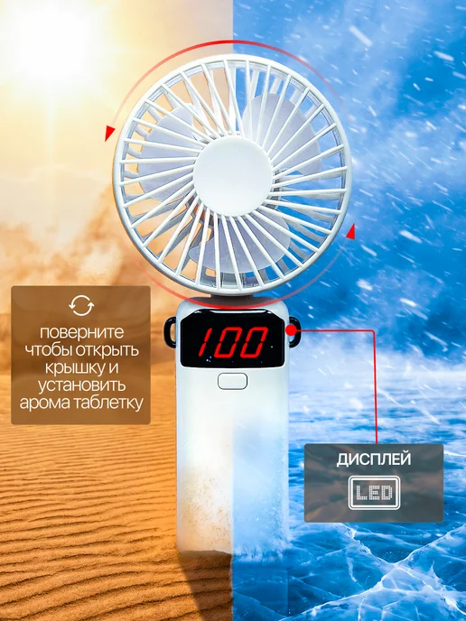 WEESTWARM Мини вентилятор ручной портативный, белый, фото 7