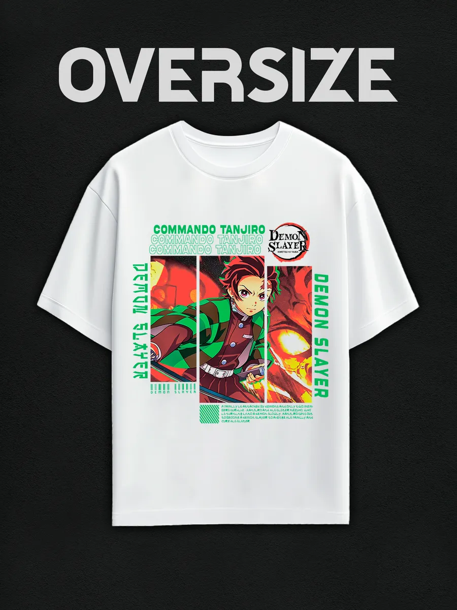 Футболка оверсайз аниме Танзиро, Клинок рассекающий демонов