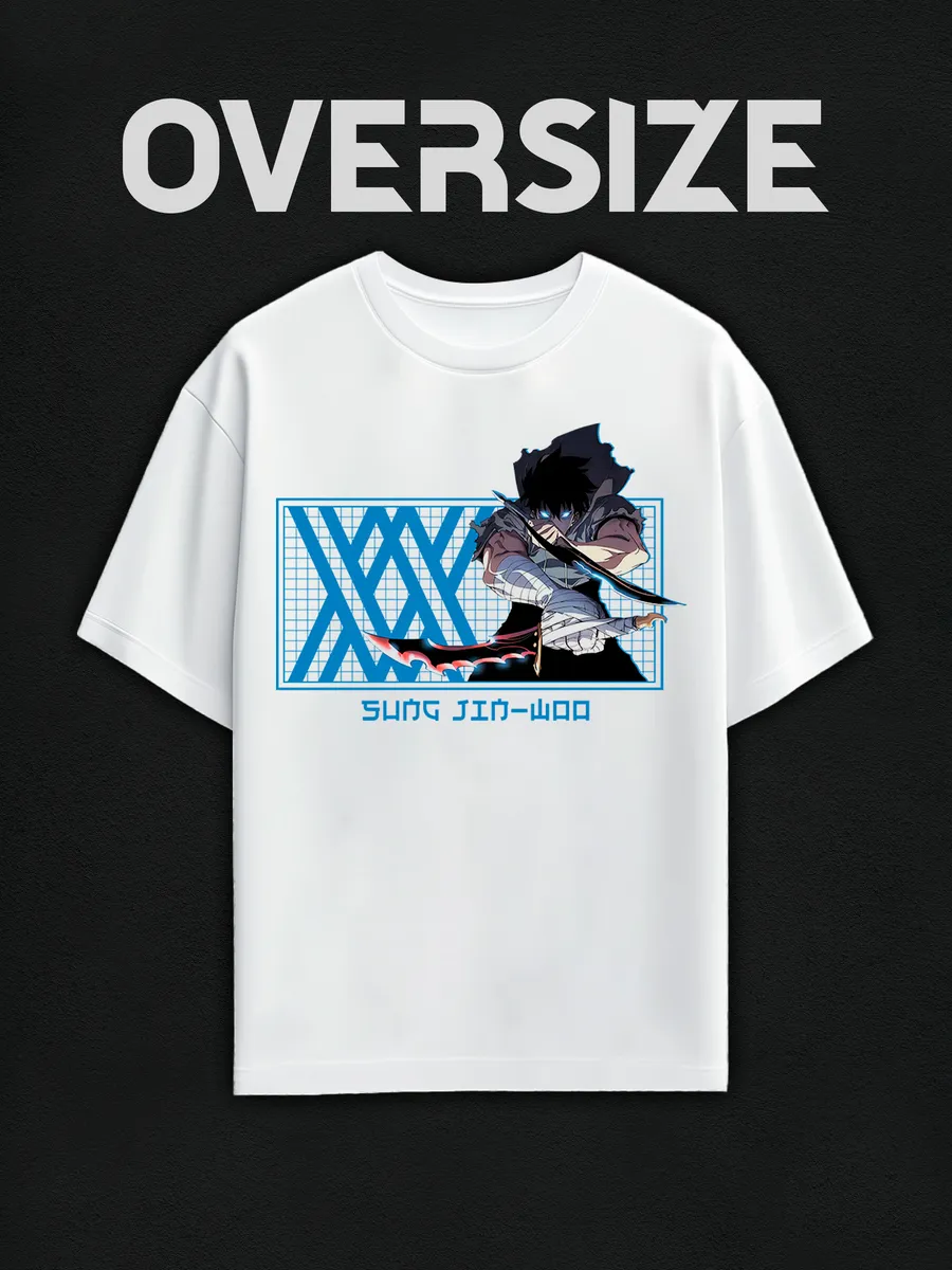 Футболка оверсайз аниме Поднятие уровня в одиночку Со Джин У