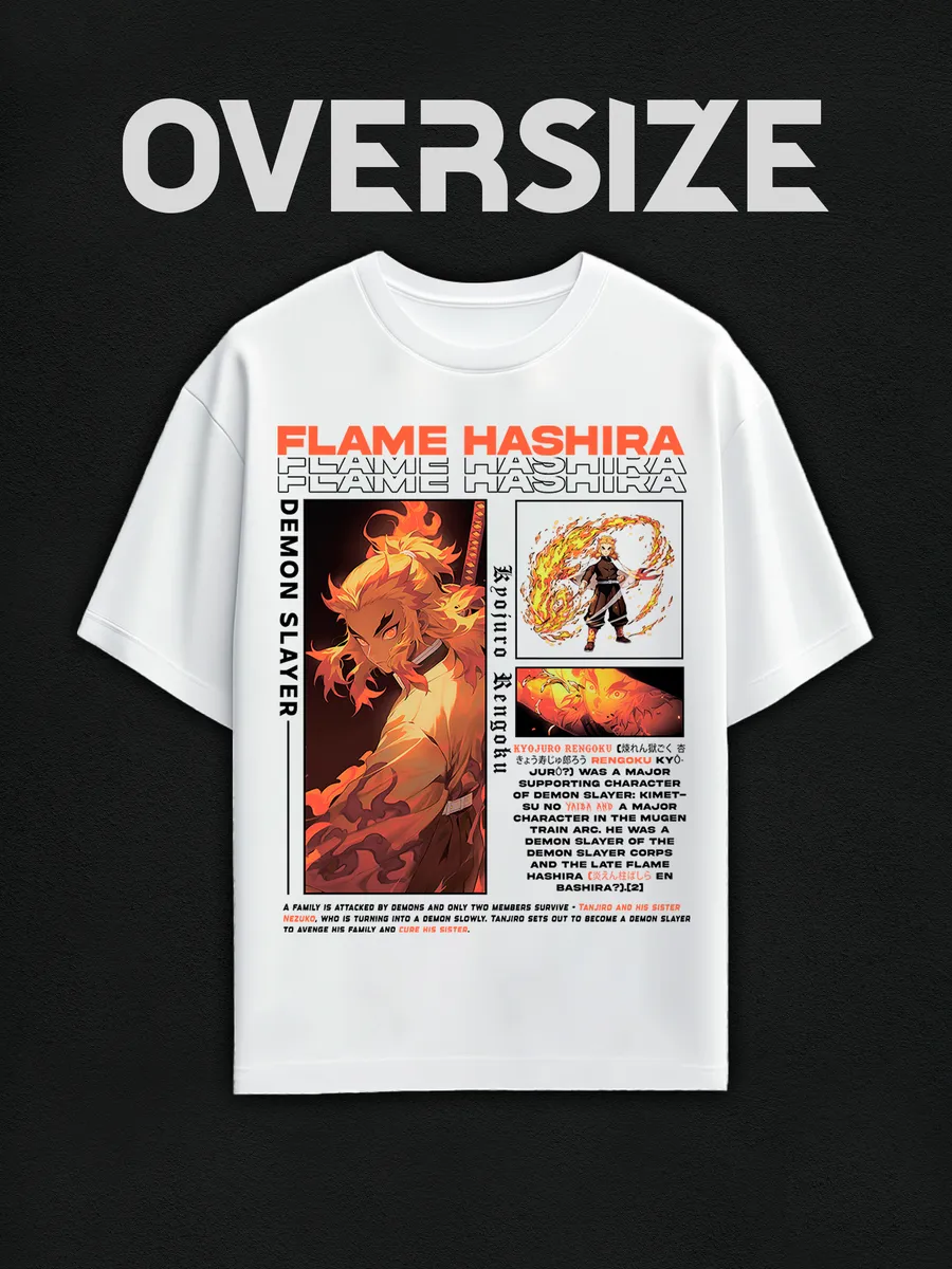 Футболка оверсайз Рэнгоку, аниме Клинок, рассекающий демонов