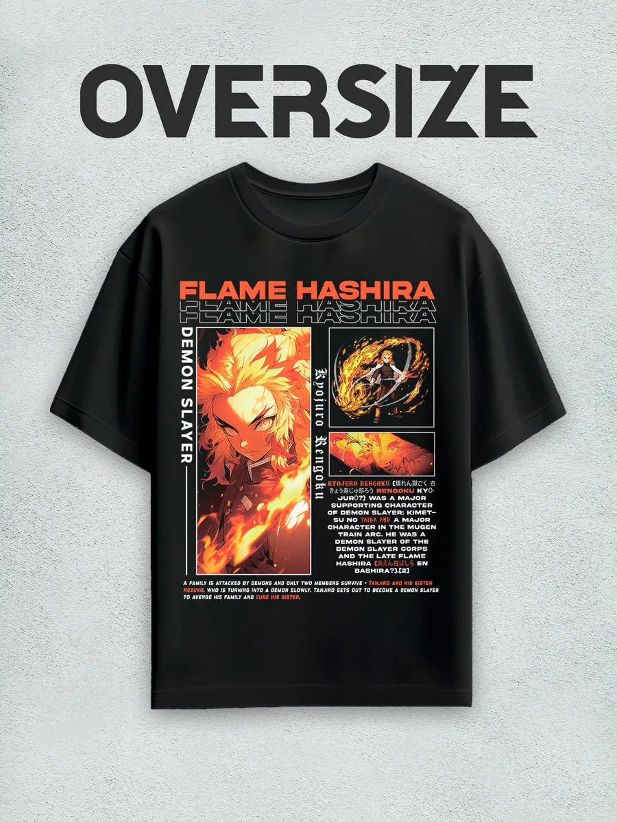 Футболка оверсайз аниме Рэнгоку Кёджуро Клинок демонов