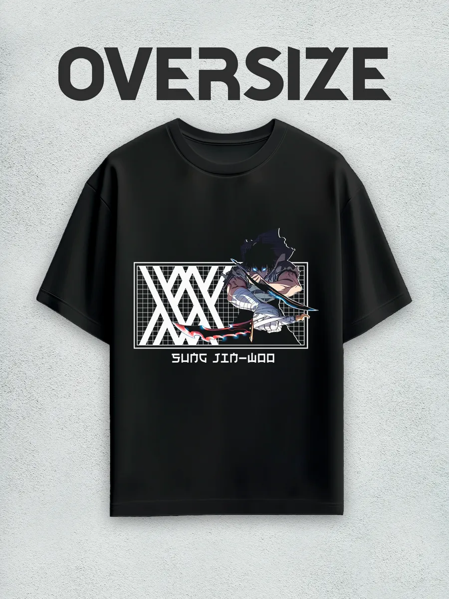 Футболка оверсайз аниме Поднятие уровня в одиночку