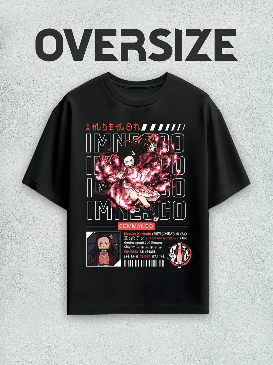 Футболка оверсайз Нэдзуко, аниме Клинок рассекающий демонов
