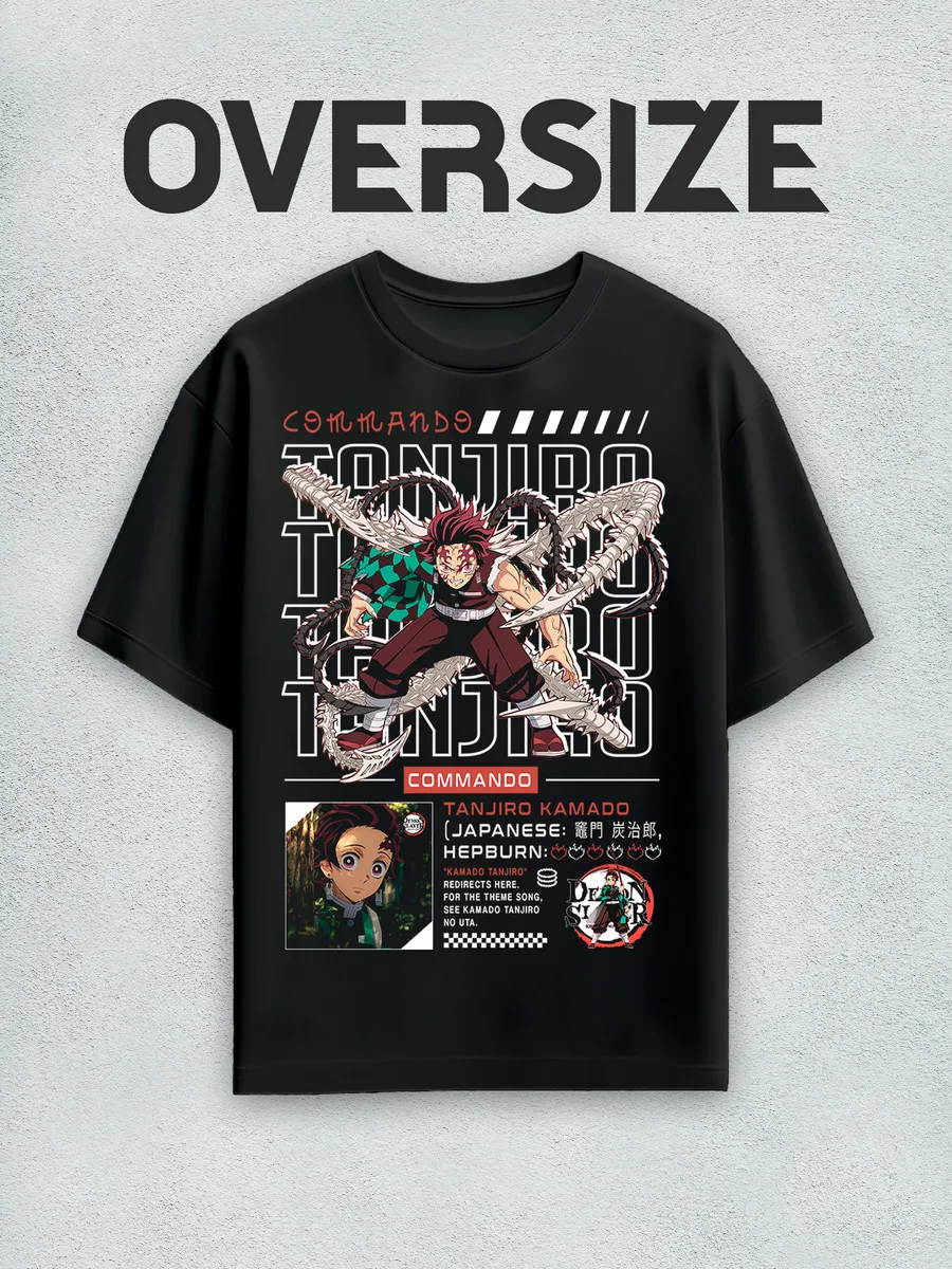 Футболка оверсайз Танзиро, аниме Клинок рассекающий демонов