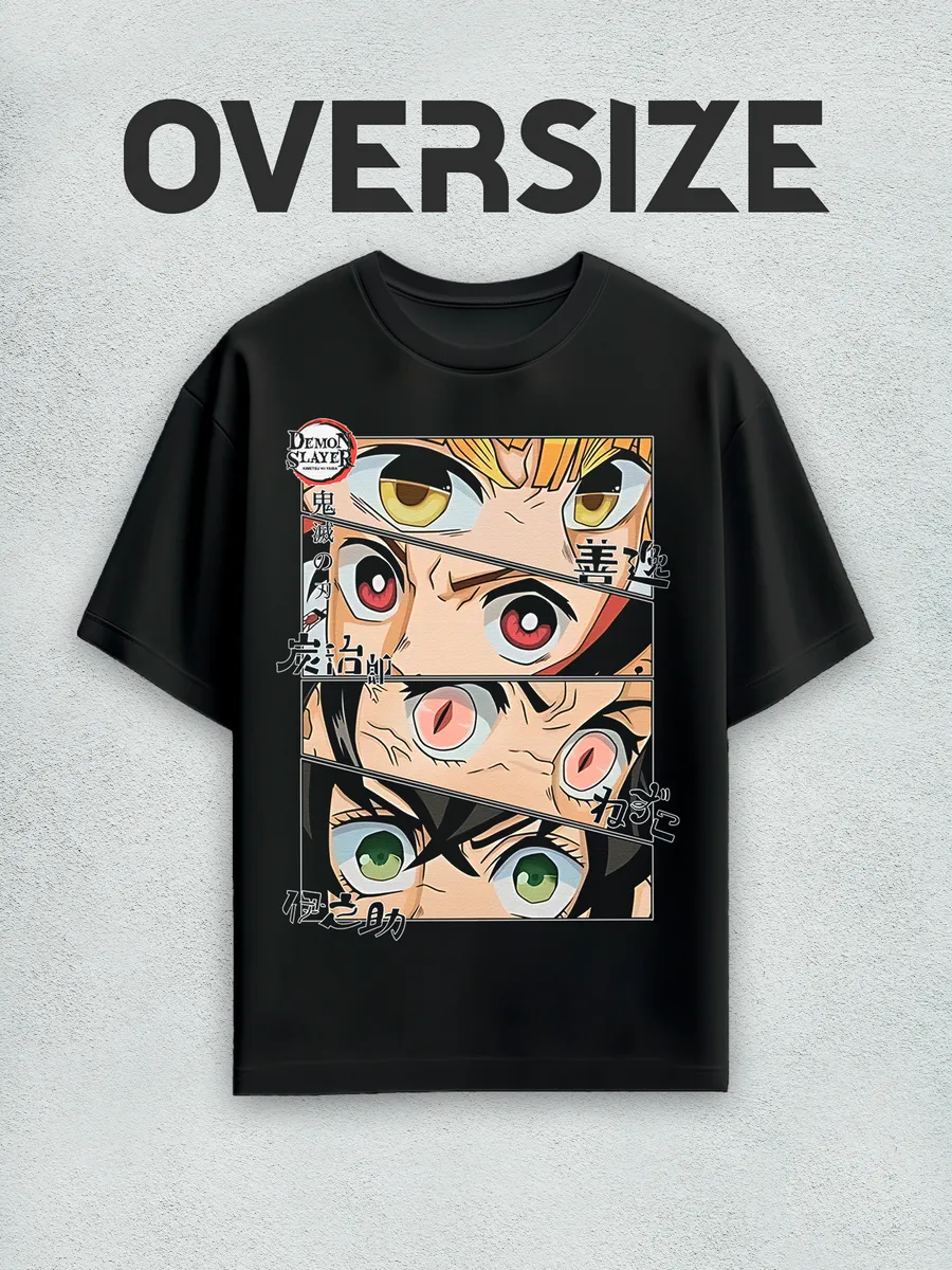 Футболка оверсайз аниме Клинок, рассекающий демонов Незуко