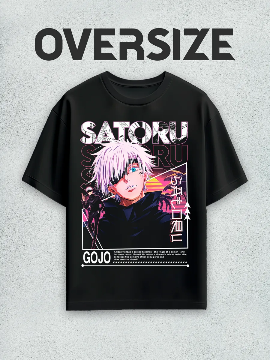 Футболка оверсайз аниме Сатору Годжо Магическая битва