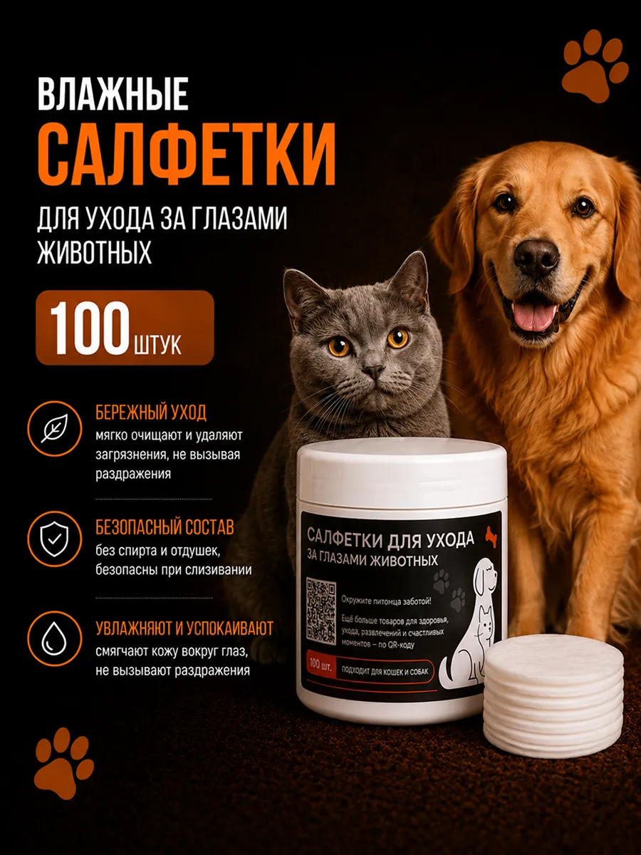 влажные салфетки для глаз собак и кошек