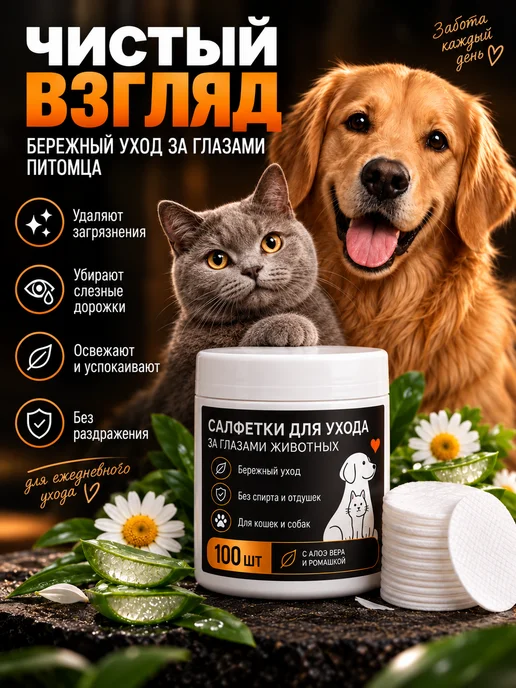 PetLabs влажные салфетки для глаз собак и кошек 100 шт, 100 шт, фото 3