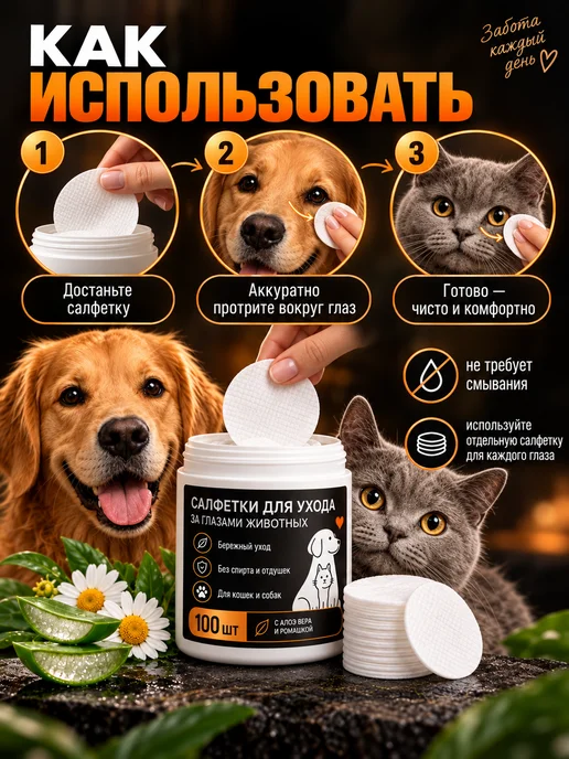 PetLabs влажные салфетки для глаз собак и кошек 100 шт, 100 шт, фото 4