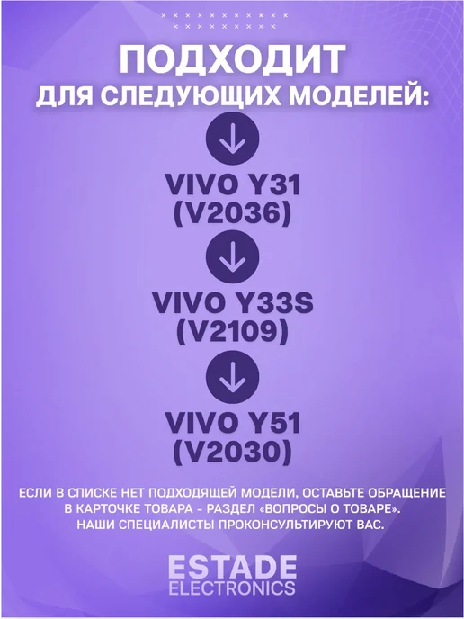 ESTADE ELECTRONICS Дисплей для Vivo Y33s (V2109), черный, фото 2