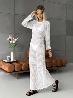 Длинная туника пляжная вязаное платье CC HOME 378934008 купить за 2 307 ₽ в интернет‑магазине Wildberries