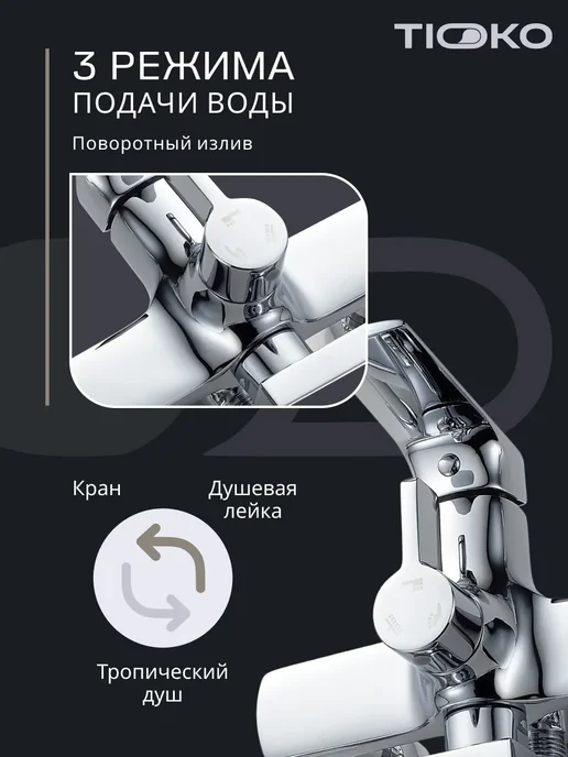 TIOKO Японская душевая система гарнитур с тропическим душем, вариант, фото 3