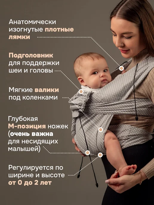 Слингуля Май слинг для новорожденных, серый, фото 2