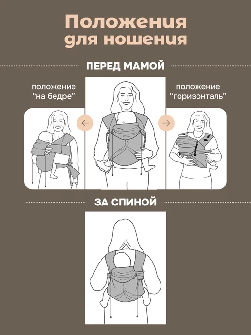 Слингуля Май слинг для новорожденных, серый, фото 5
