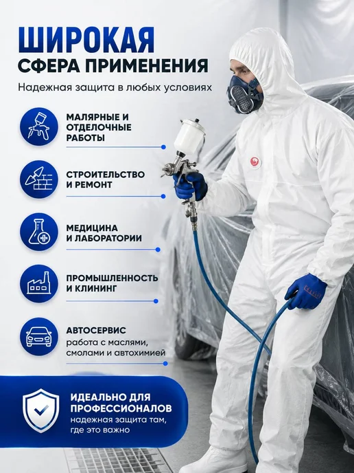 DИОН Комбинезон одноразовый влагонепроницаемый сиз каспер, белый, фото 7