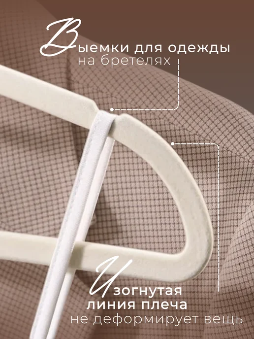 Comfort 365 Вешалки для одежды бархатные 20 штук, бежевый, фото 7