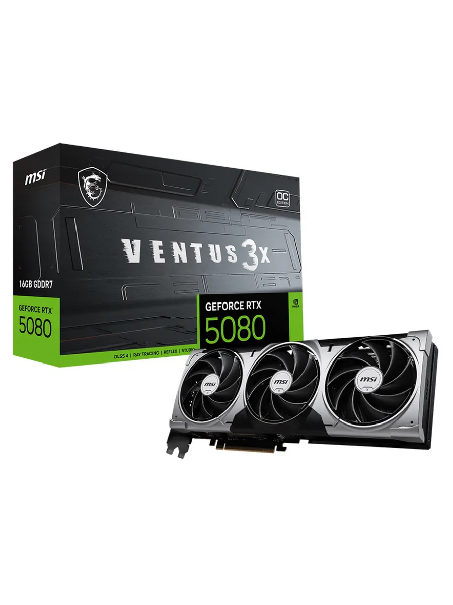 MSI Видеокарта RTX 5080 16 ГБ RTL (RTX 5080 16G VENTUS 3X OC)