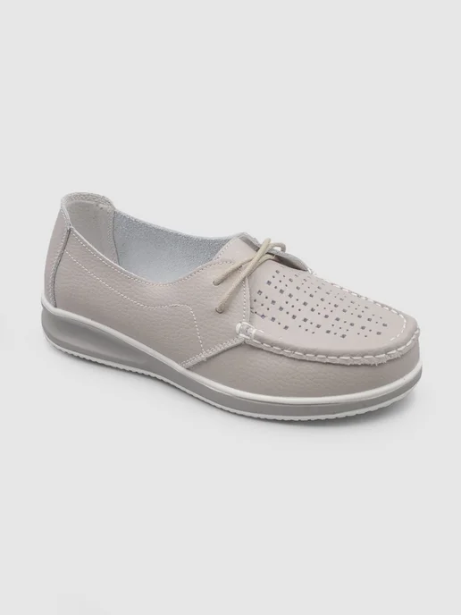 Beon Wear Мокасины летние дышащие натуральная кожа на платформе, серый, фото 7