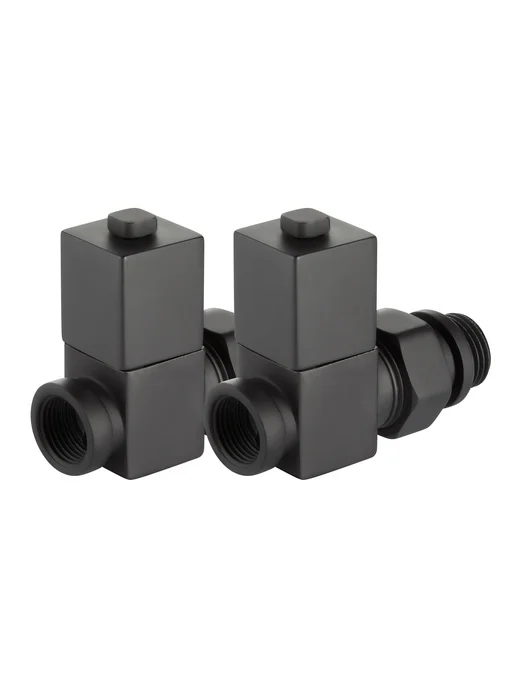 Royal Thermo Набор дизайн-вентилей CUBE, прямой (хром) 1 2", черный, фото 6