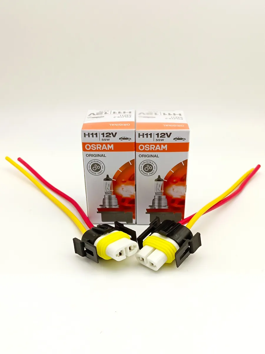 Лампа Osram H11 12V 55W PGJ19-2 с разъемом Н11 (2 шт)